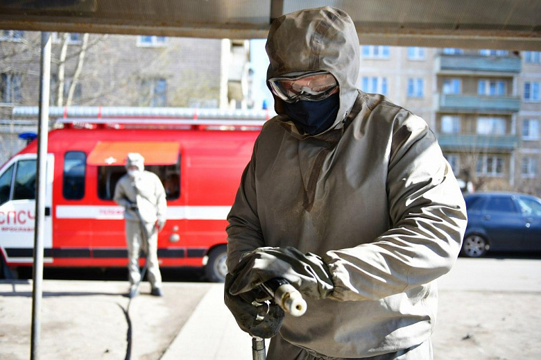 В Ярославле дезинфицируют пешеходные переходы